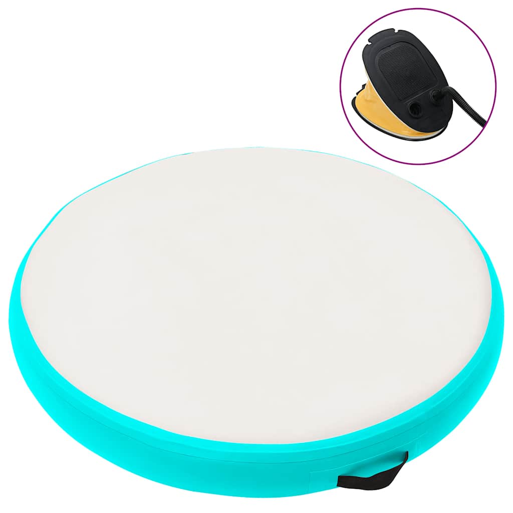 Vidaxl gymnastiekmat met pomp opblaasbaar 100x100x15 cm pvc groen