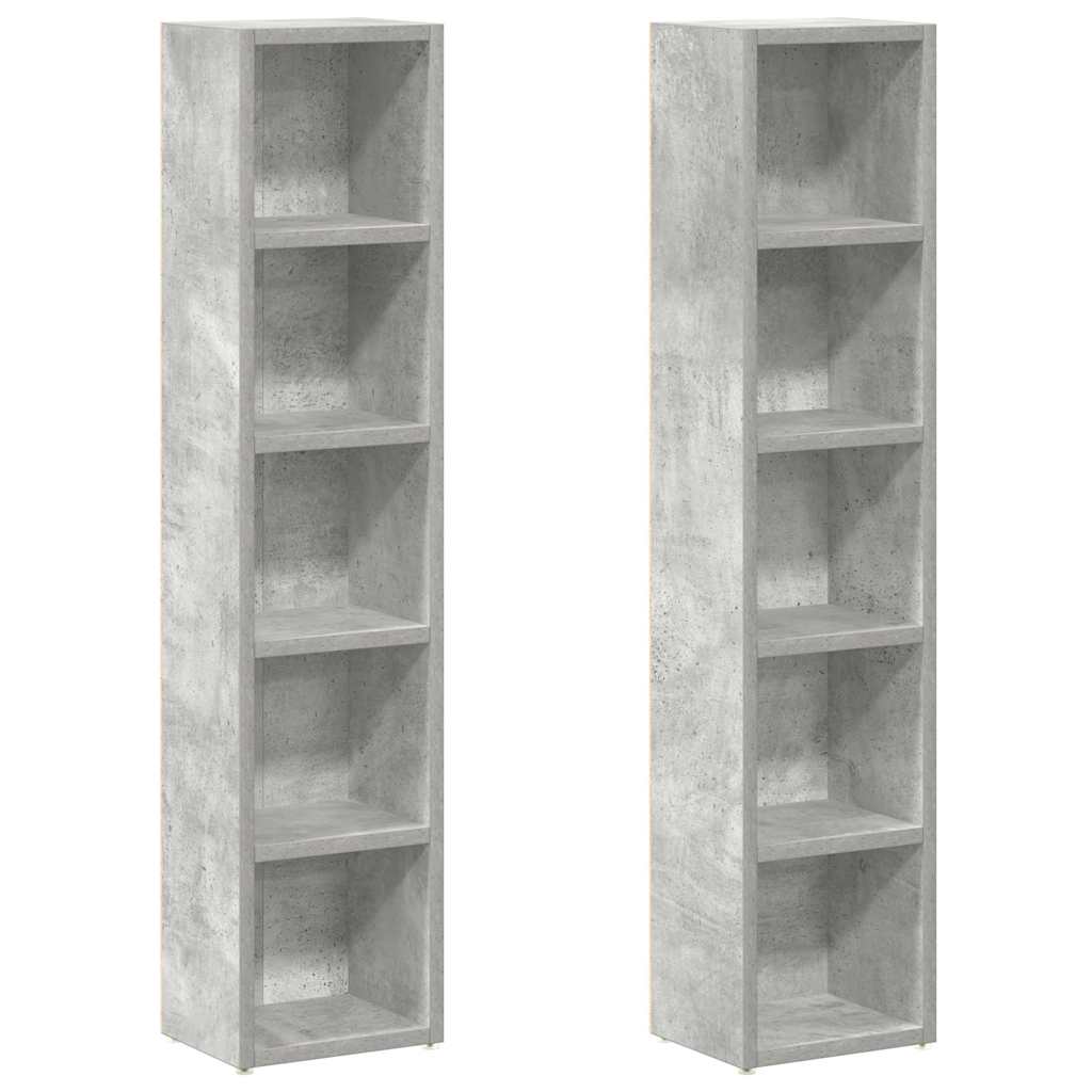 Vidaxl cd-kasten 2 st 21x16x93,5 spaanplaat betongrijs