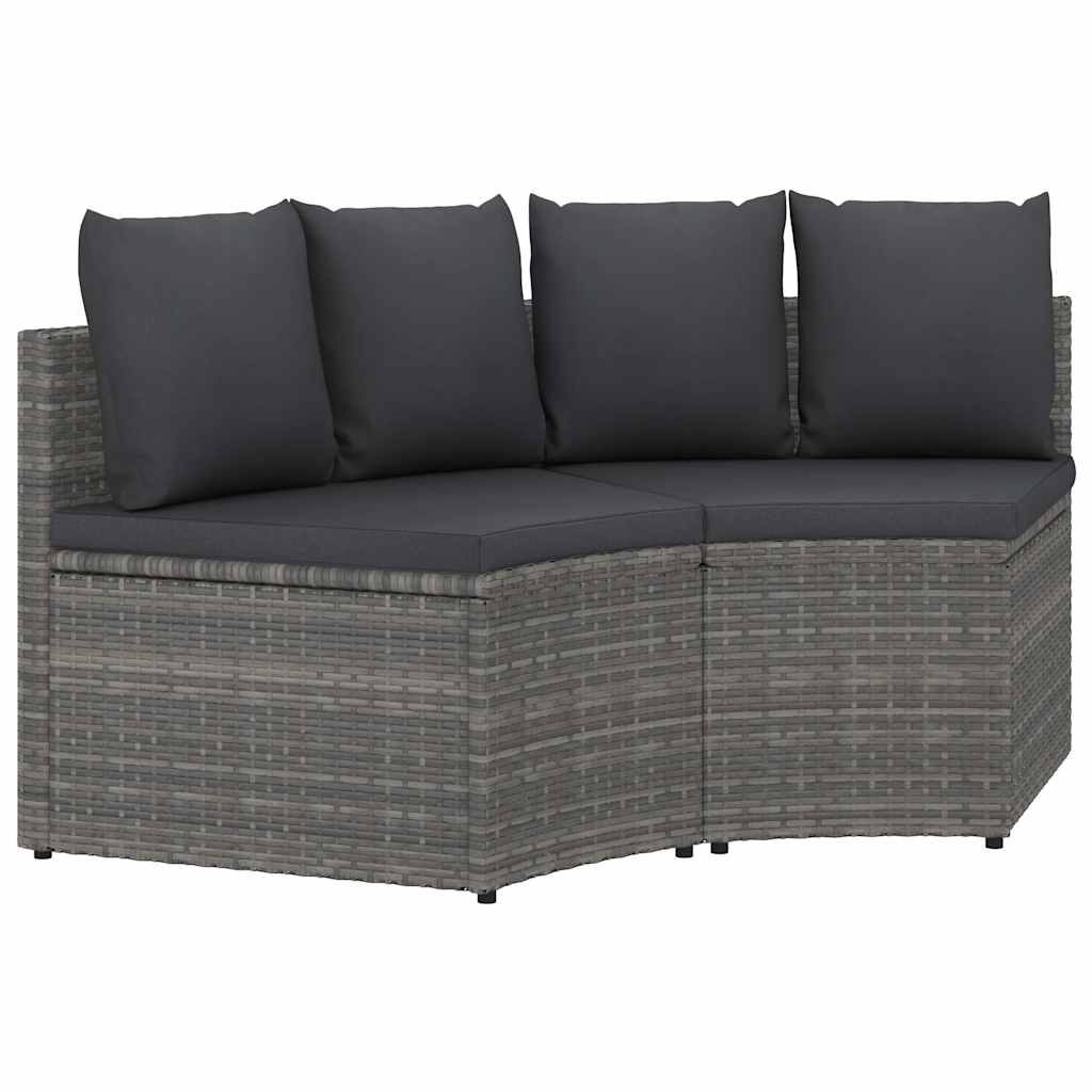 Vidaxl 2-delige loungeset met kussens poly rattan grijs