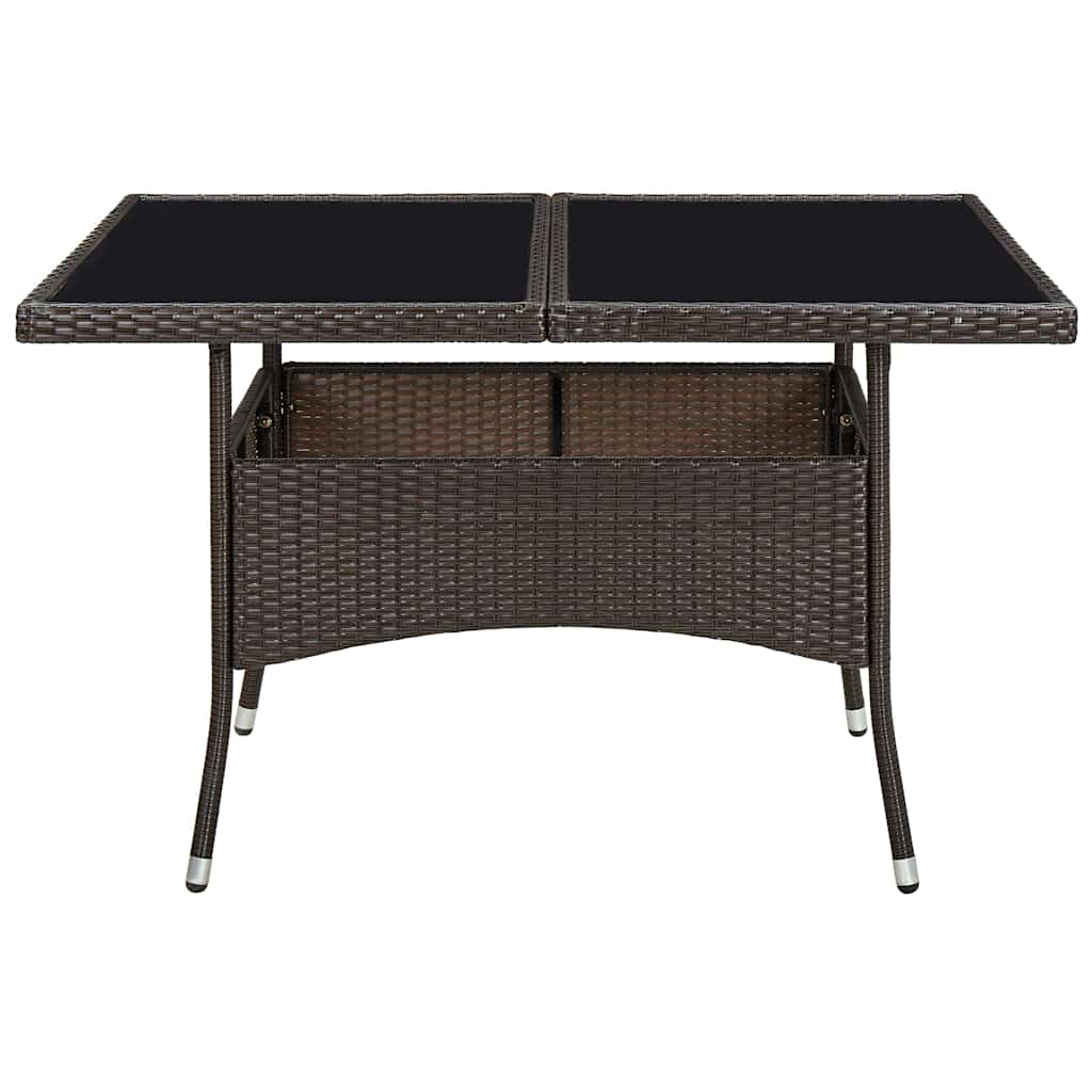 Vidaxl tuintafel poly rattan en glas bruin