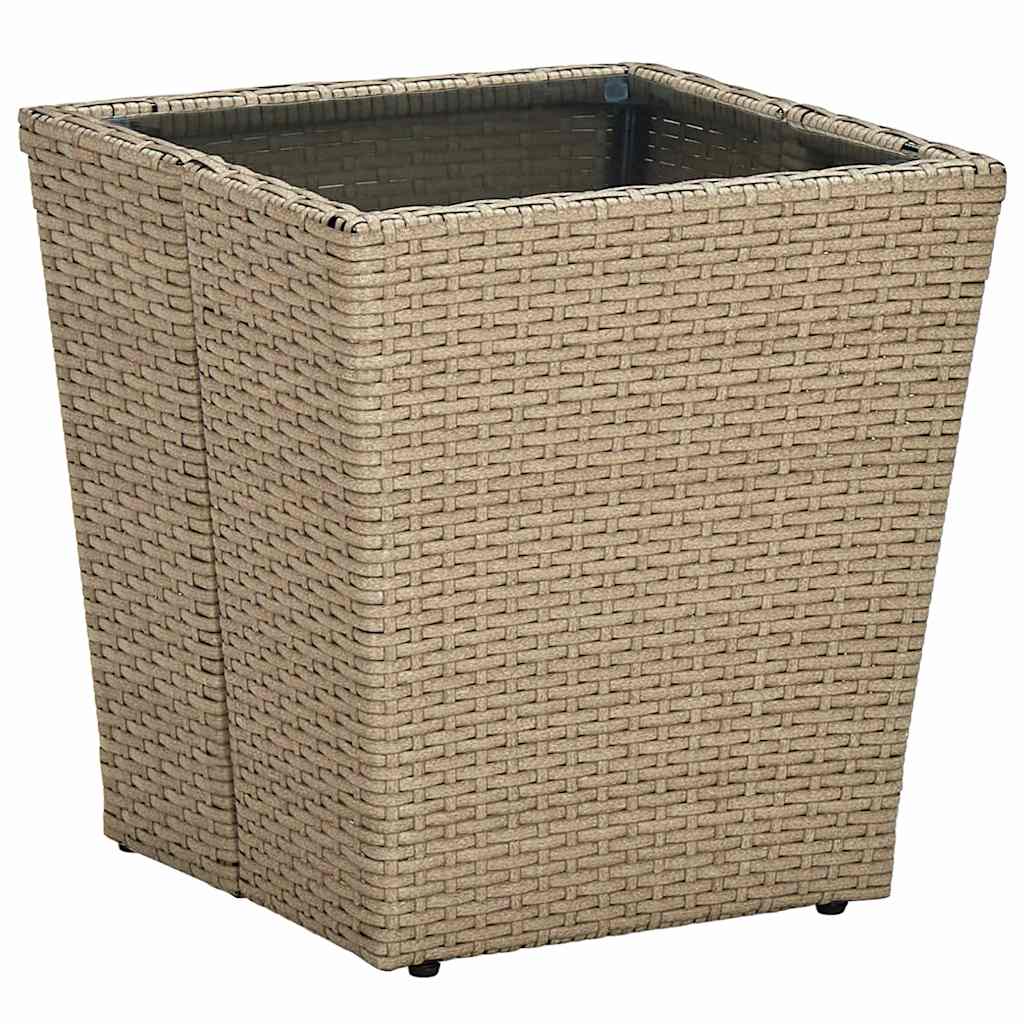 Vidaxl salontafel 41,5x41,5x44 cm poly rattan en gehard glas beige