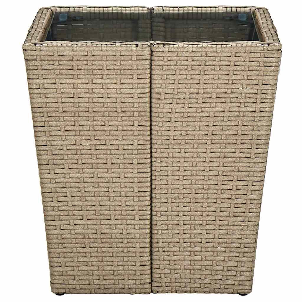 Vidaxl salontafel 41,5x41,5x44 cm poly rattan en gehard glas beige