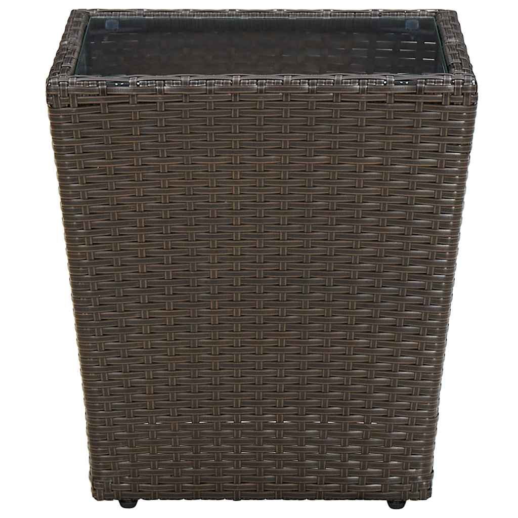 Vidaxl salontafel 41,5x41,5x44 cm poly rattan en gehard glas bruin