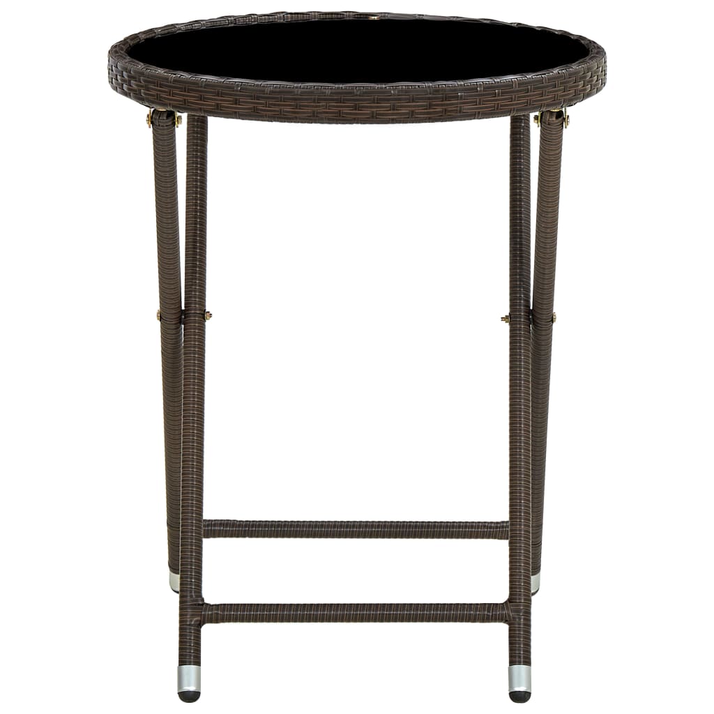 Vidaxl salontafel 60 cm poly rattan en gehard glas bruin