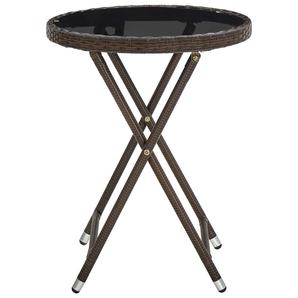 Vidaxl salontafel 60 cm poly rattan en gehard glas bruin