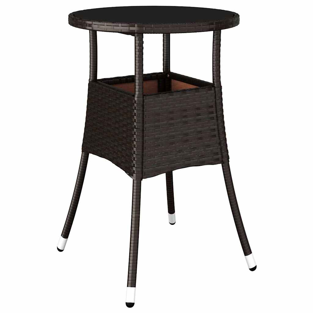 Vidaxl tuintafel ø60x75 cm gehard glas en poly rattan bruin
