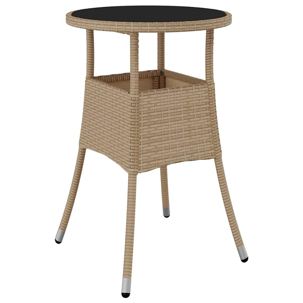 Vidaxl tuintafel ø60x75 cm gehard glas en poly rattan beige