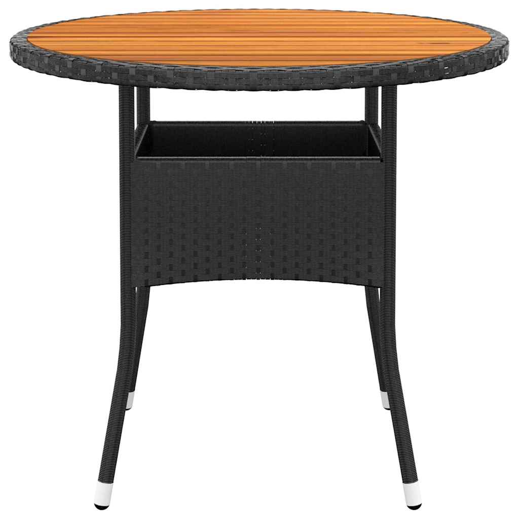 Vidaxl tuintafel ø80x75 cm acaciahout en poly rattan zwart