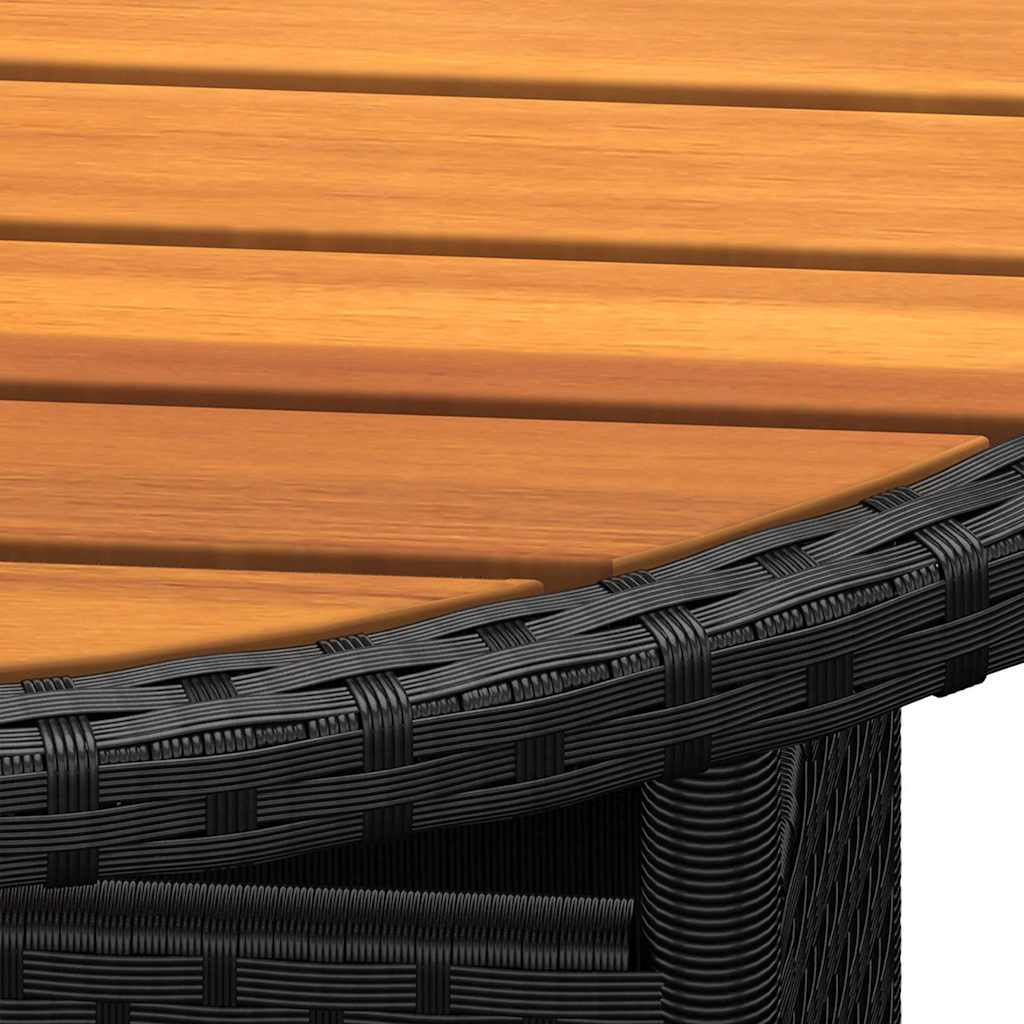 Vidaxl tuintafel ø80x75 cm acaciahout en poly rattan zwart