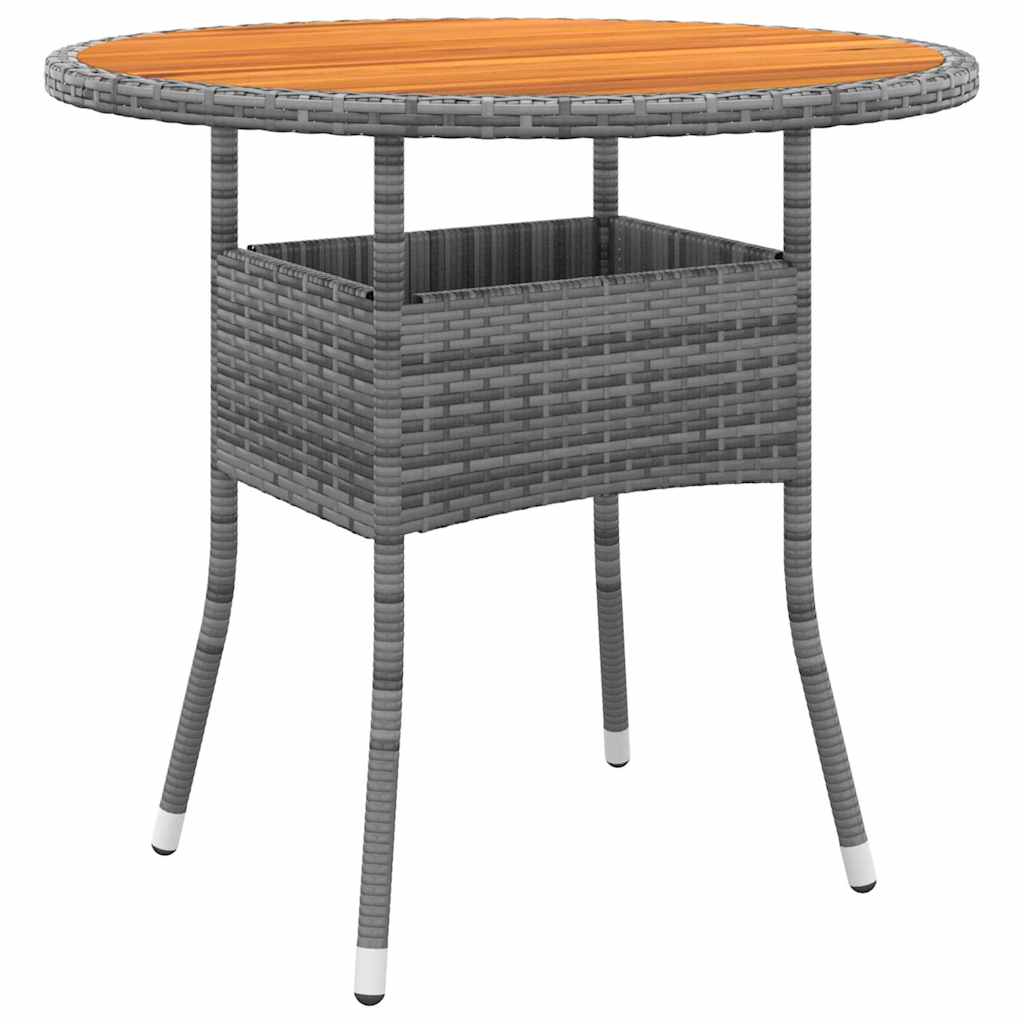Vidaxl tuintafel ø80x75 cm acaciahout en poly rattan grijs
