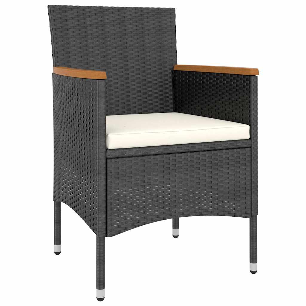 Vidaxl 4-delige tuinstoel- en voetenbankset poly rattan zwart