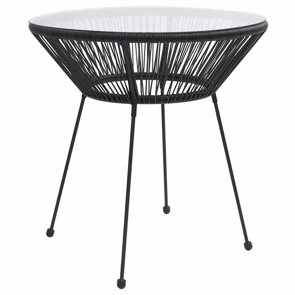 Vidaxl tuintafel ø70x74 cm rattan en glas zwart