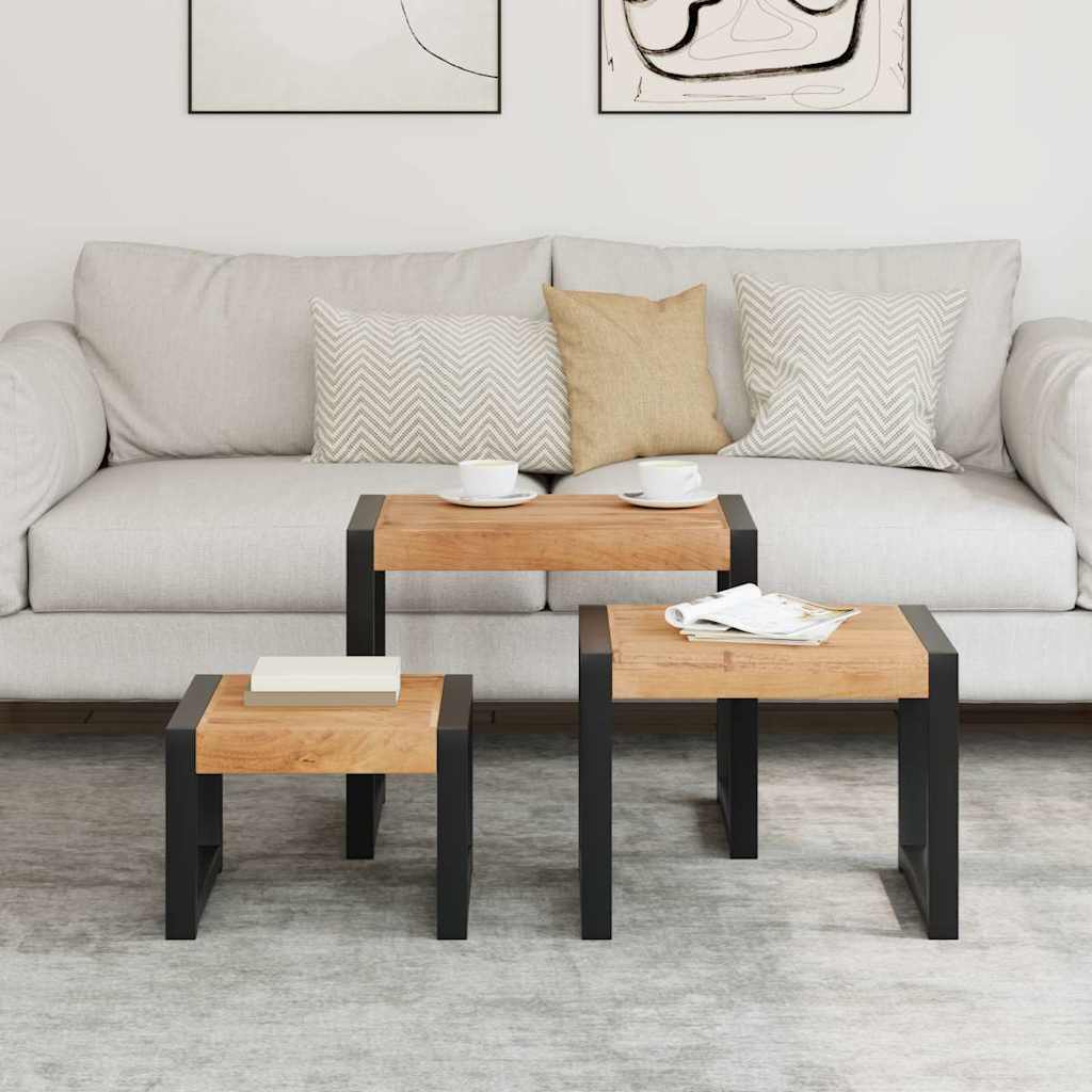 Vidaxl tafeltjesset 3 st massief hout
