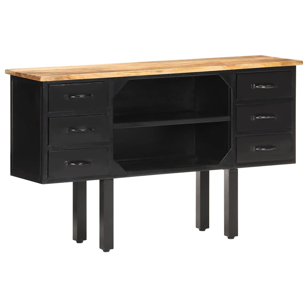 Vidaxl dressoir 110x30x65 cm massief ruw mangohout en staal