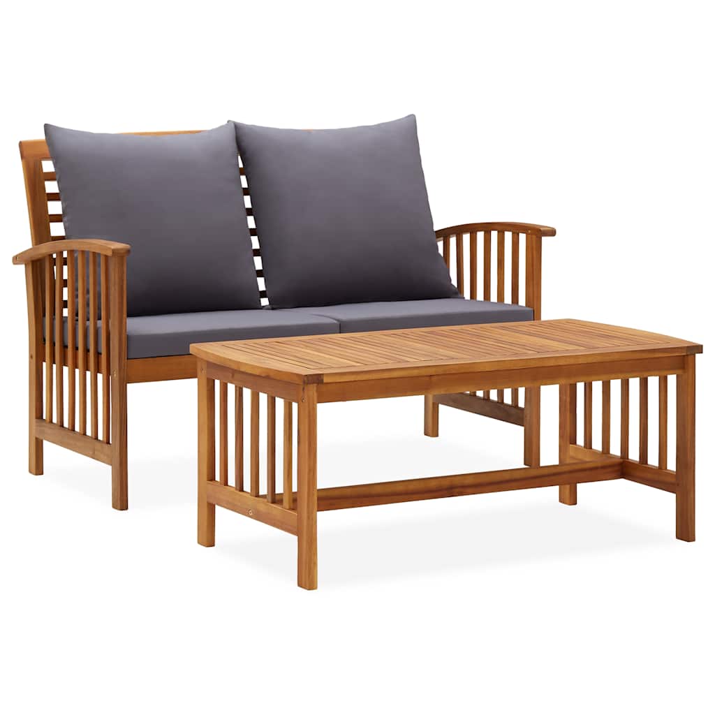 Vidaxl 2-delige loungeset met kussens massief acaciahout