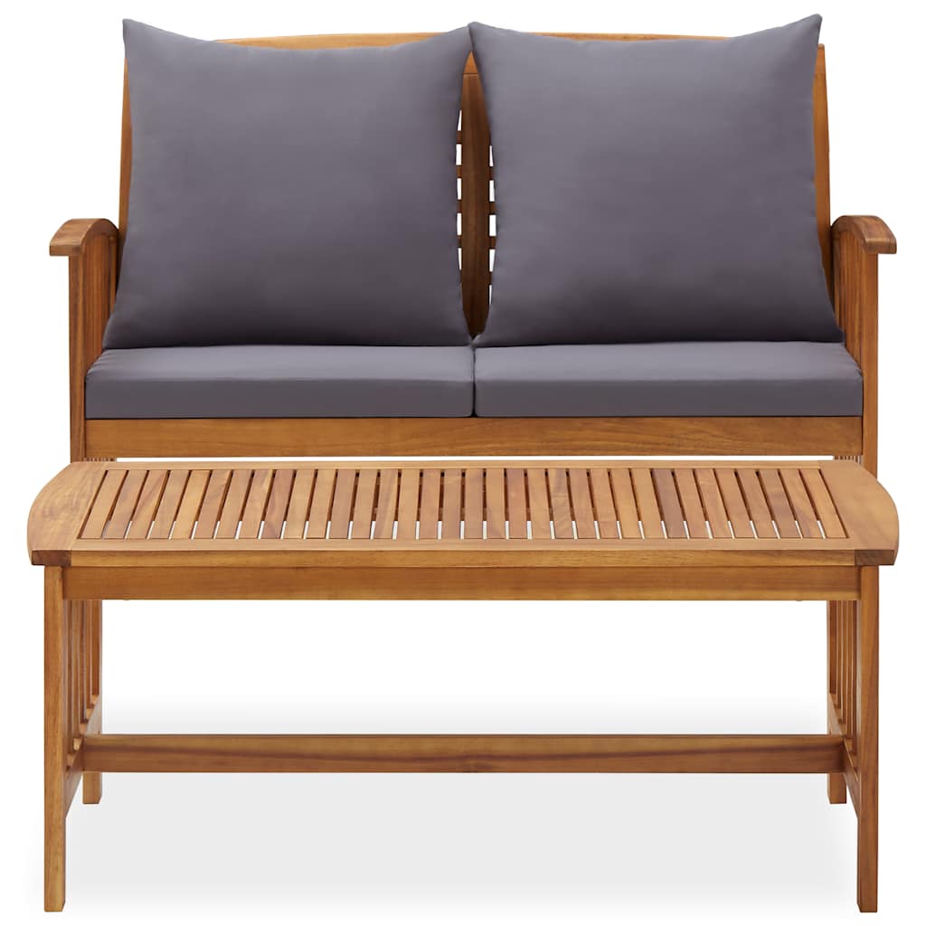 Vidaxl 2-delige loungeset met kussens massief acaciahout
