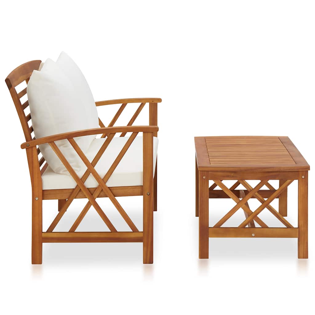 Vidaxl 2-delige loungeset met kussens massief acaciahout