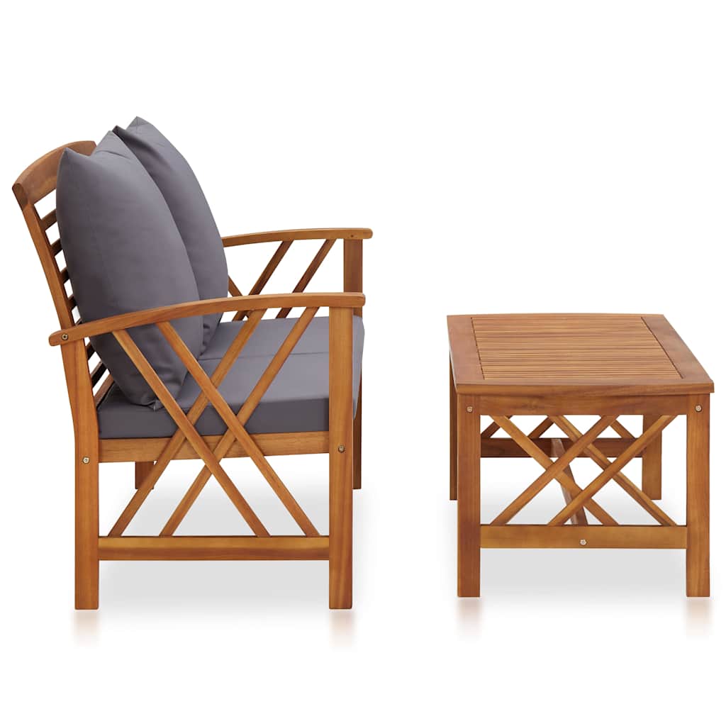 Vidaxl 2-delige loungeset met kussens massief acaciahout