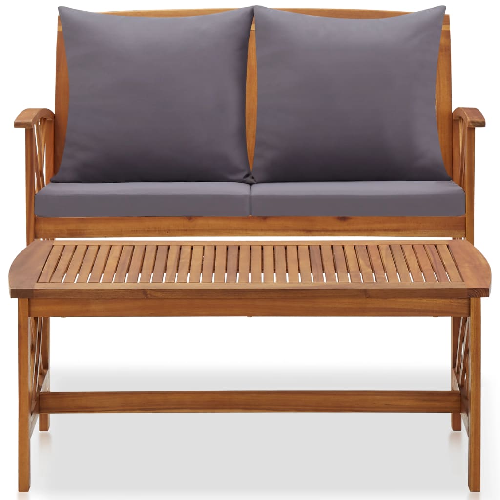 Vidaxl 2-delige loungeset met kussens massief acaciahout