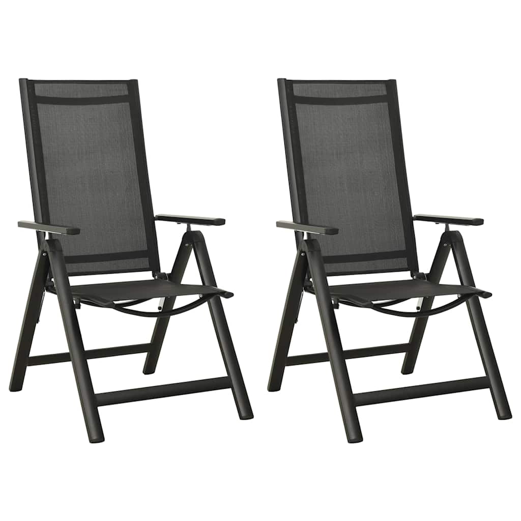 Vidaxl tuinstoelen 2 st inklapbaar textileen aluminium zwart