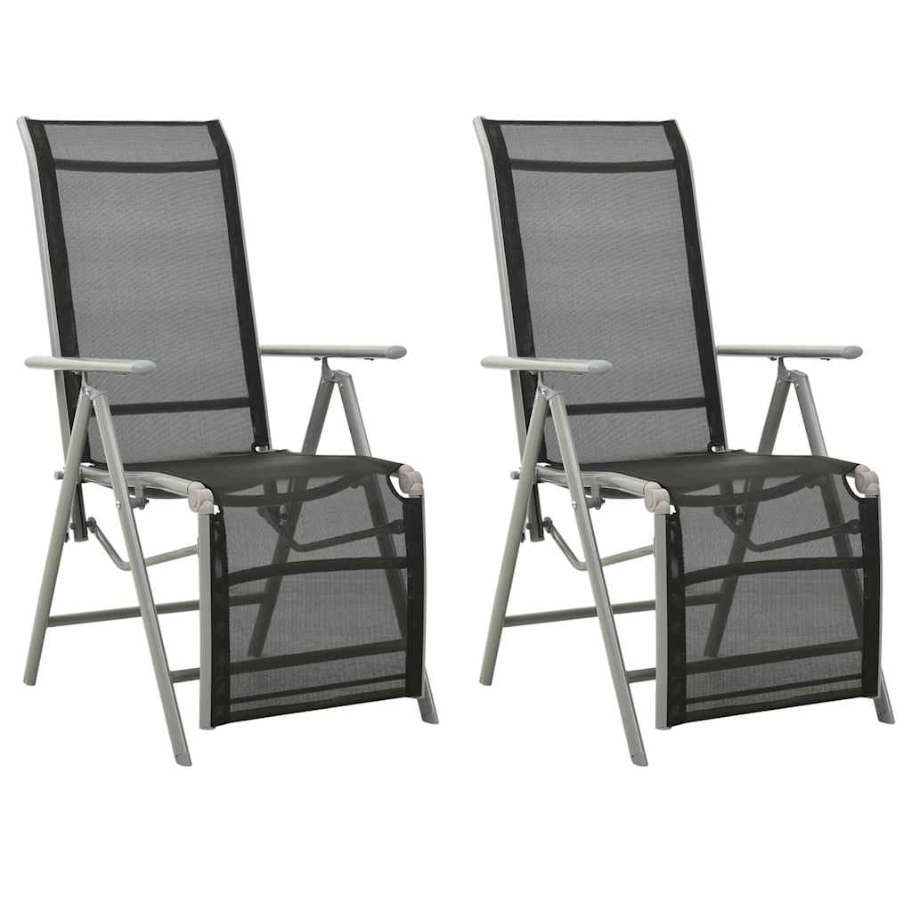 Vidaxl tuinstoelen 2 st verstelbaar textileen aluminium zilverkleurig