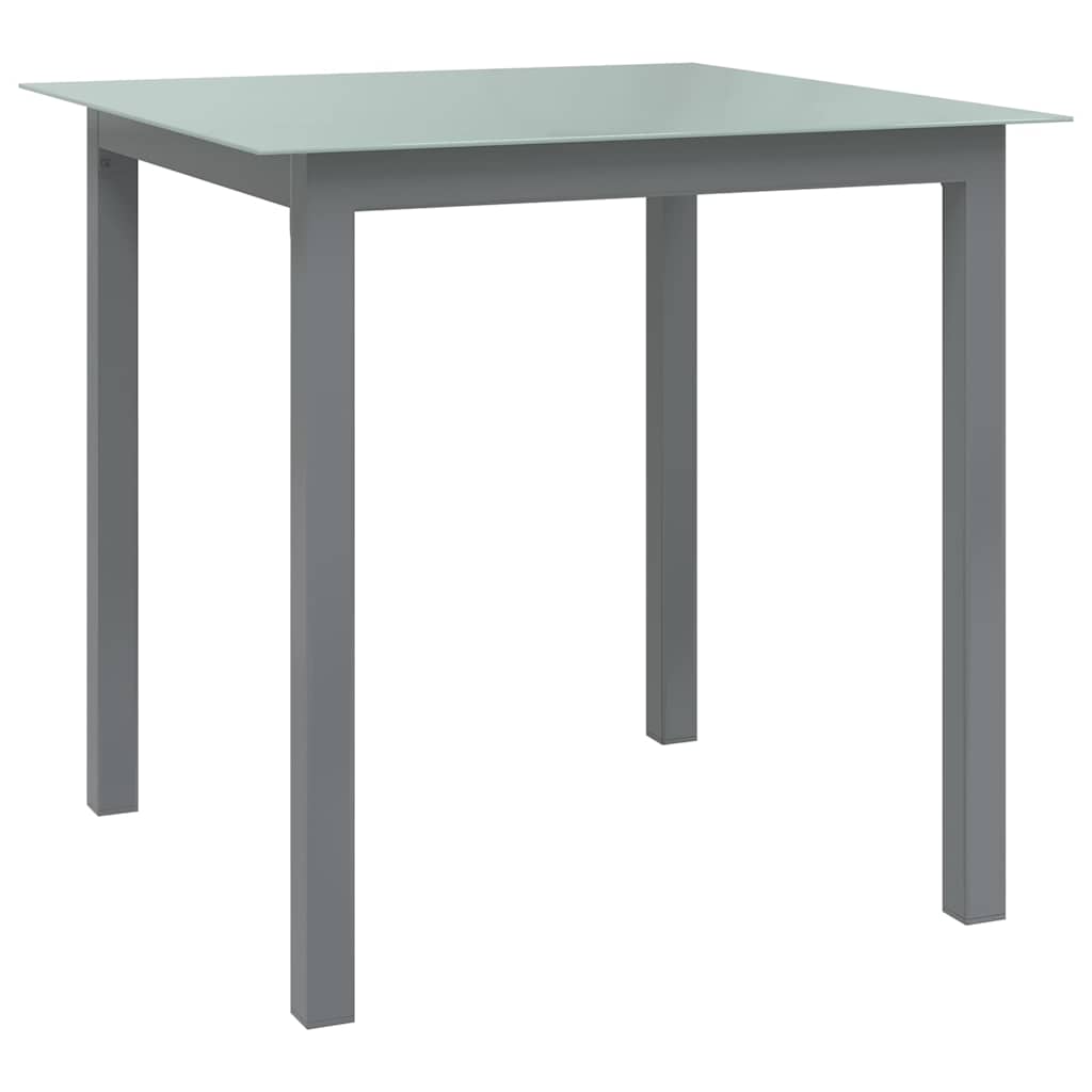 Vidaxl tuintafel 80x80x74 cm aluminium en glas lichtgrijs