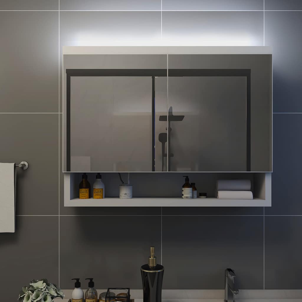 Vidaxl badkamerspiegelkast led 80x15x60 cm mdf wit