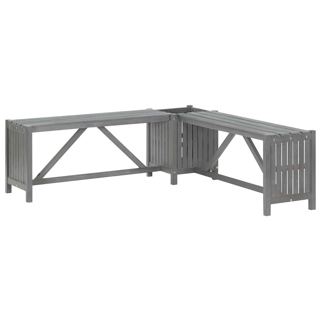 Vidaxl tuinhoekbank met plantenbak 117 cm massief acaciahout grijs