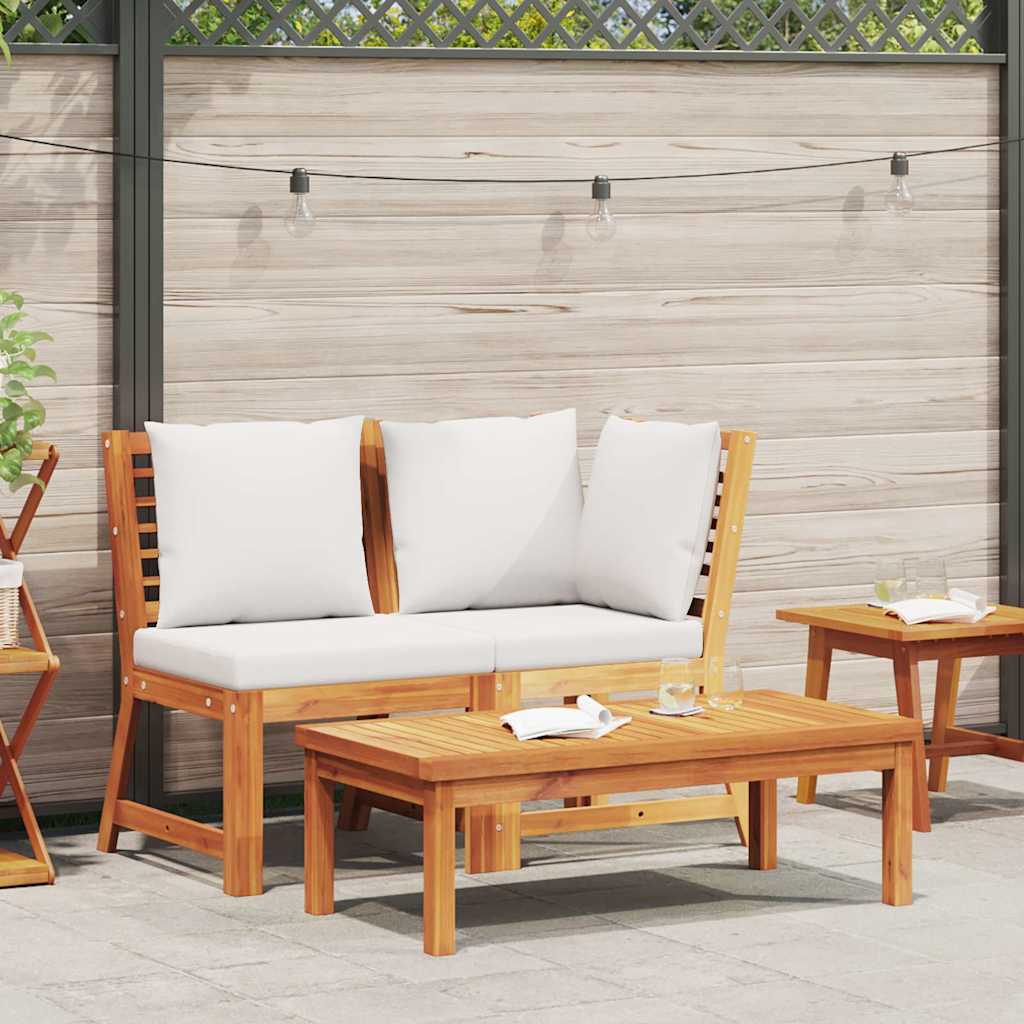 Vidaxl 3-delige loungeset met crèmekleurige kussens massief acaciahout