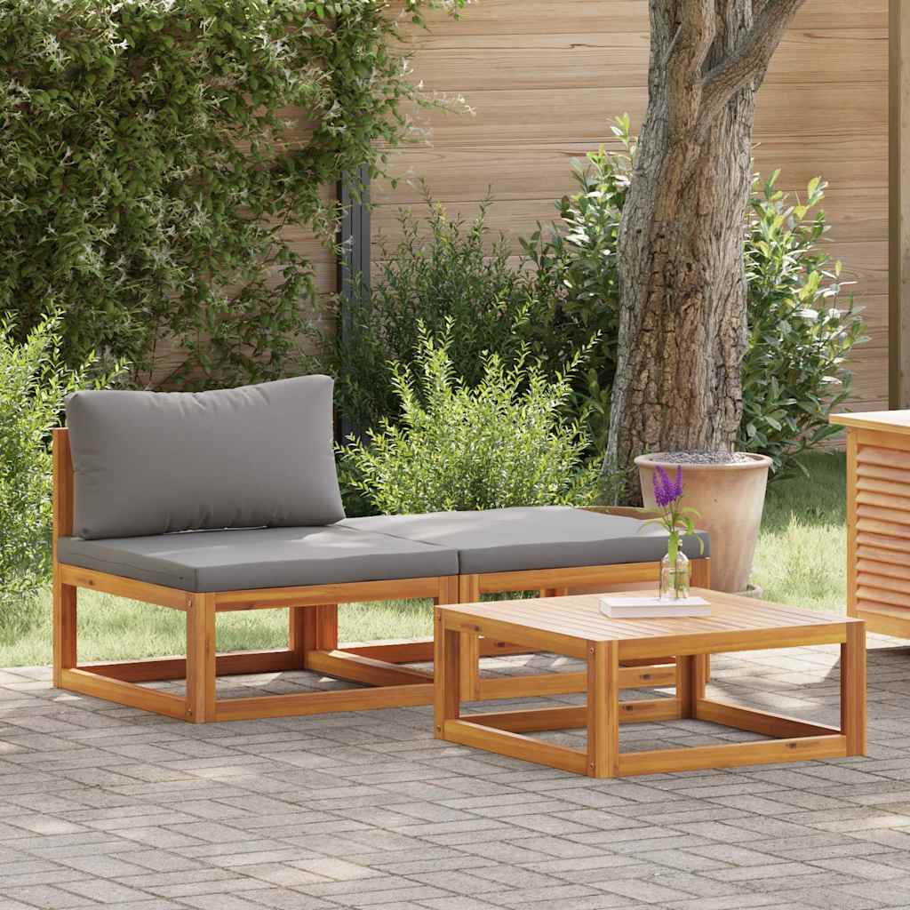 Vidaxl 3-delige loungeset met kussens massief acaciahout