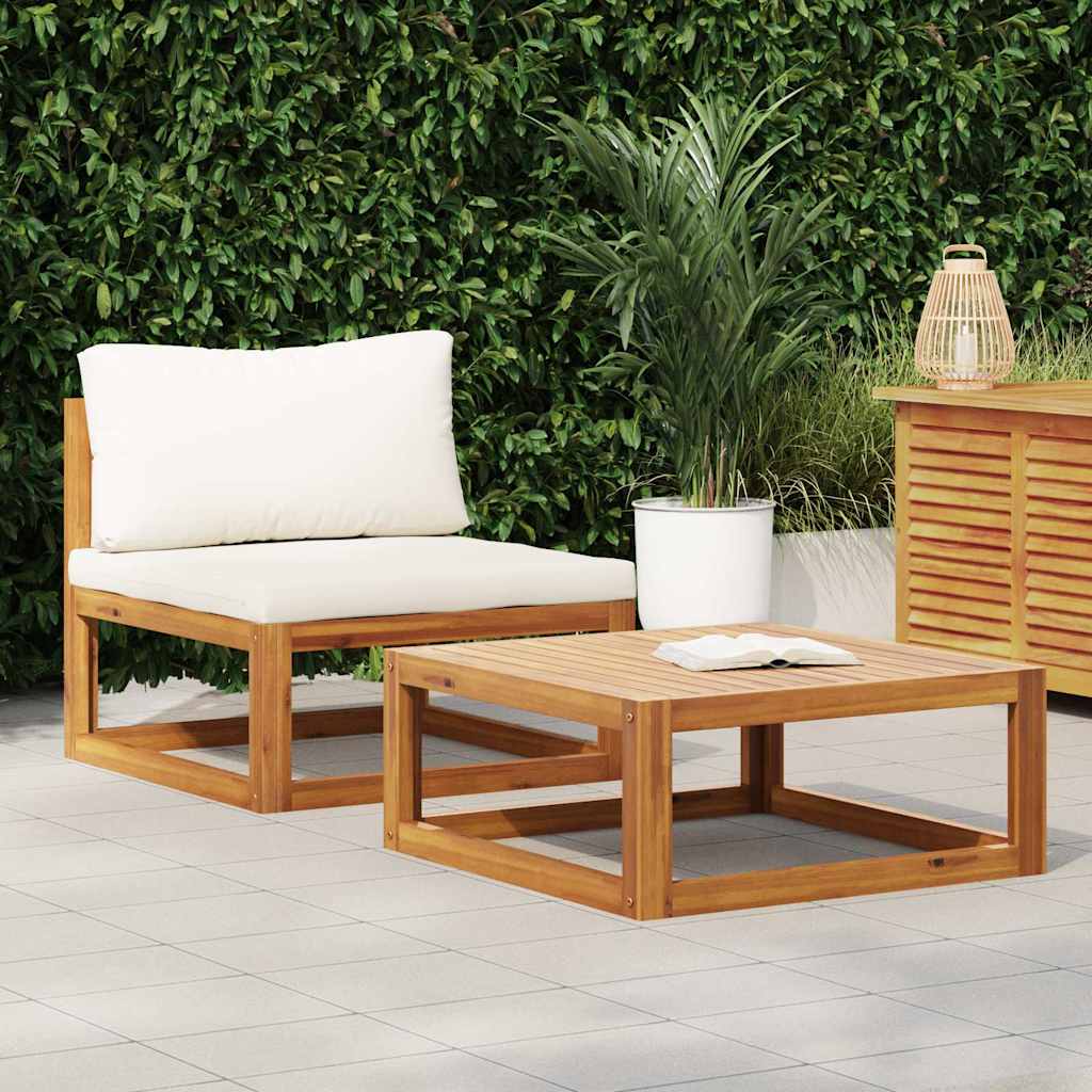 Vidaxl 2-delige loungeset met kussens massief acaciahout