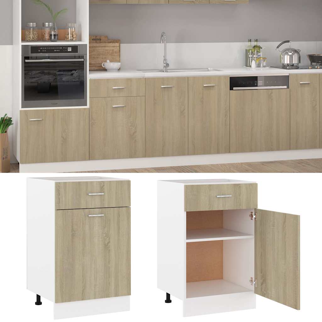 Vidaxl onderkast met lade lyon 50x46x81,5 cm sonoma eikenkleur