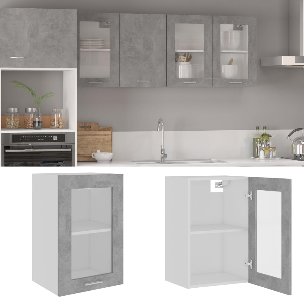 Vidaxl bovenkast lyon 40x31x60 cm bewerkt hout betongrijs