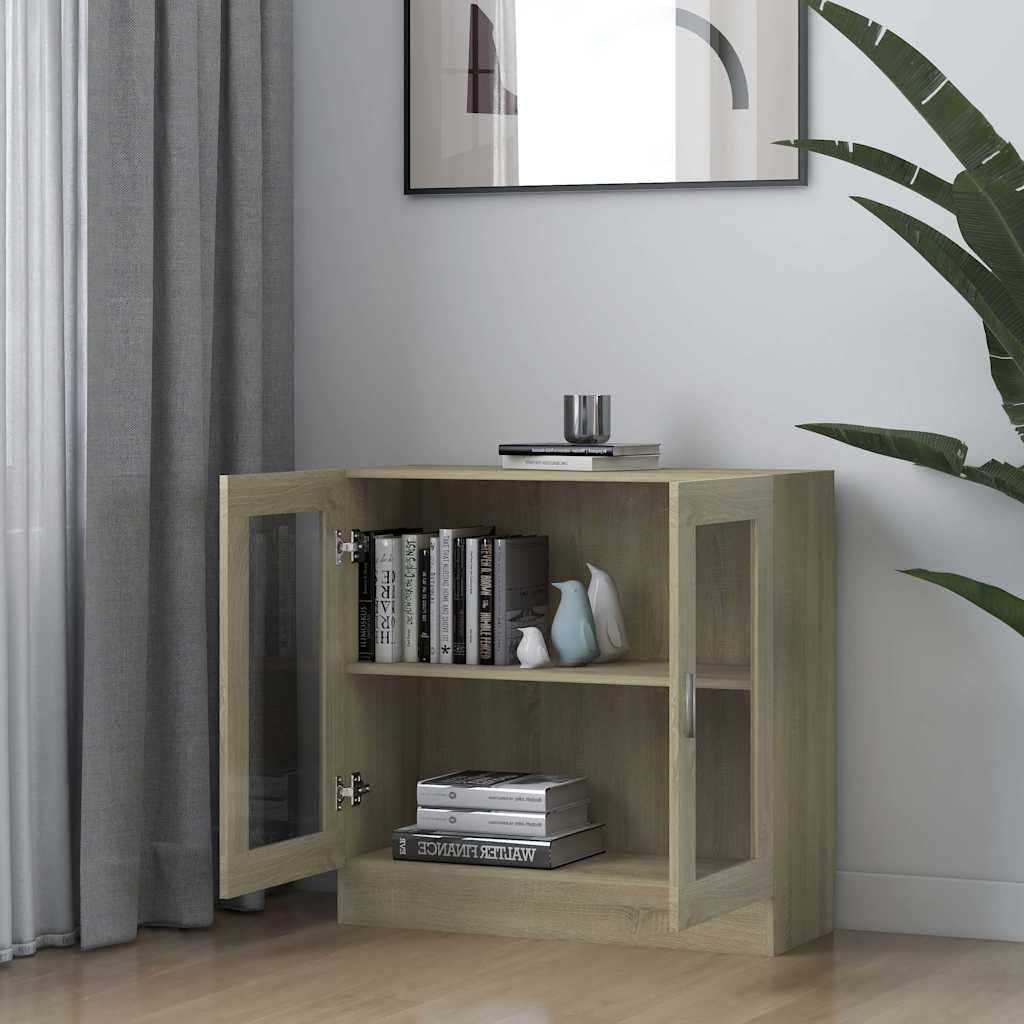 Vidaxl vitrinekast 82,5x30,5x80 cm bewerkt hout sonoma eikenkleurig
