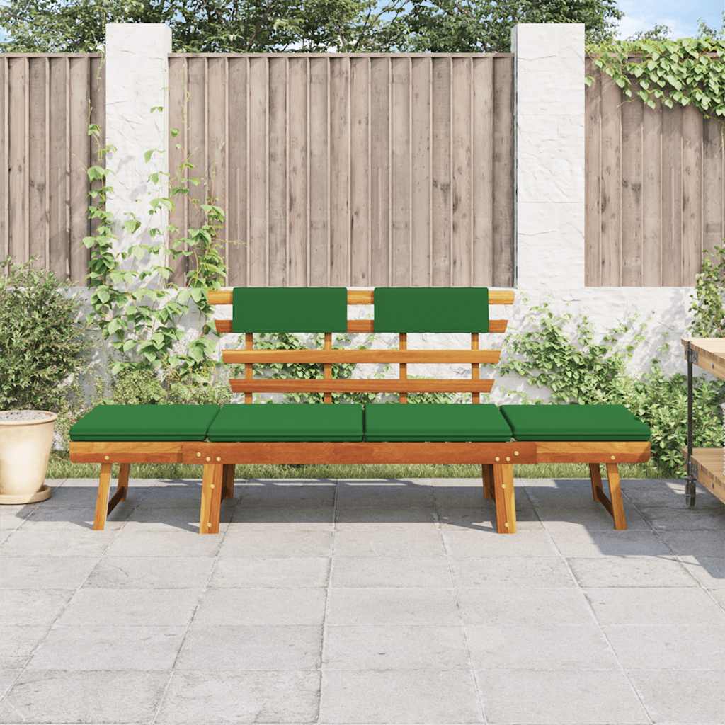 Vidaxl tuinbank met kussens 2-in-1 190 cm massief acaciahout