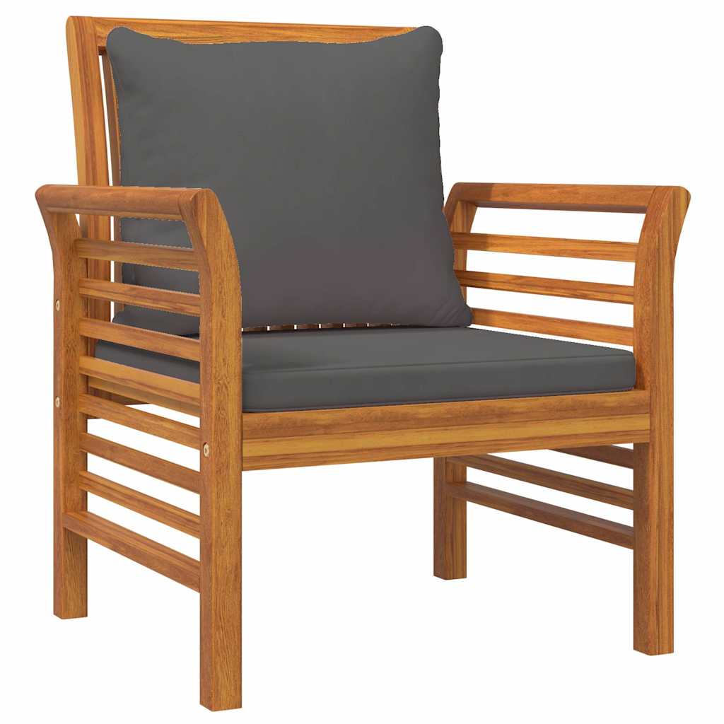 Vidaxl fauteuils 2 st met donkergrijze kussens massief acaciahout