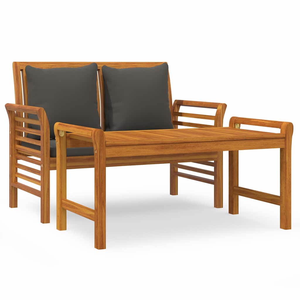 Vidaxl 2-delige loungeset met donkergrijze kussens massief hout