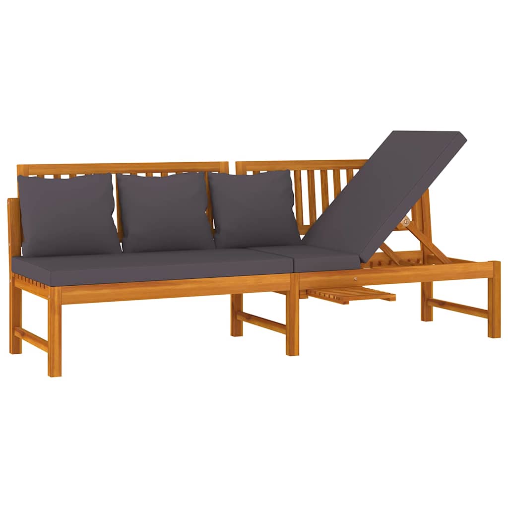 Vidaxl dagbed met grijs kussen 200x60x75 cm massief acaciahout