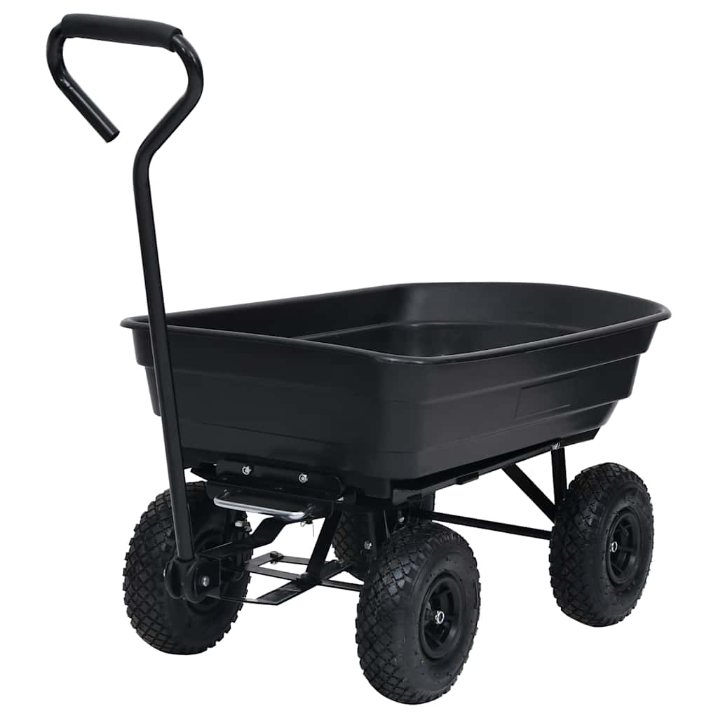 Vidaxl tuinkiepwagen 300 kg 75 l zwart
