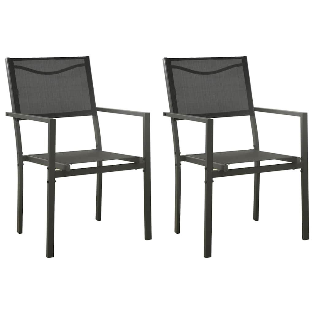 Vidaxl tuinstoelen 2 st textileen en staal zwart en antracietkleurig
