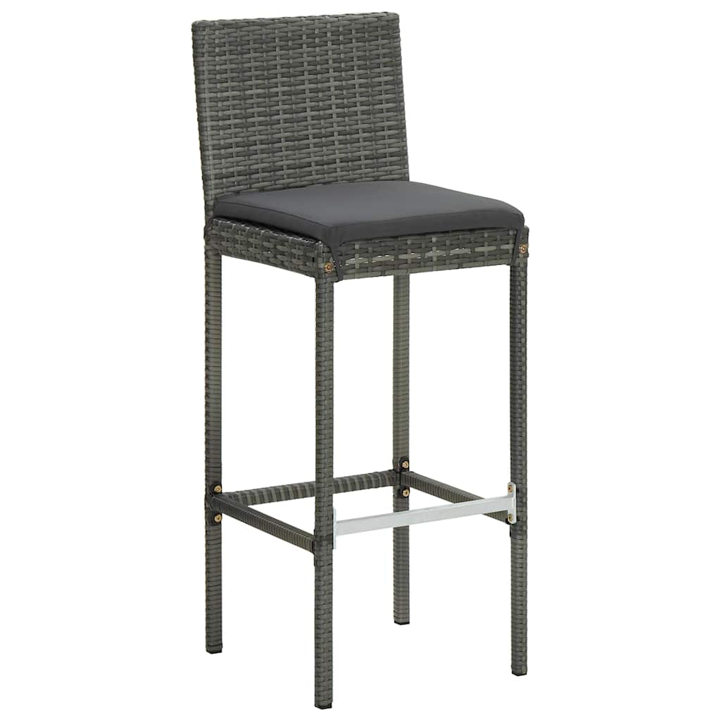Vidaxl tuinbarkrukken met kussens 4 st poly rattan grijs