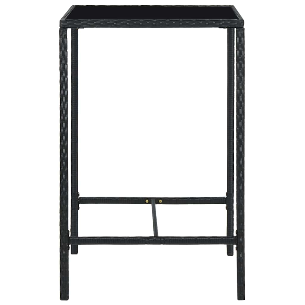 Vidaxl tuinbartafel 70x70x110 cm poly rattan en glas zwart