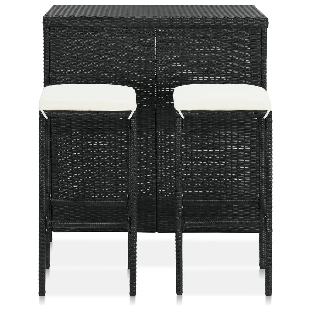 Vidaxl 3-delige barset poly rattan zwart