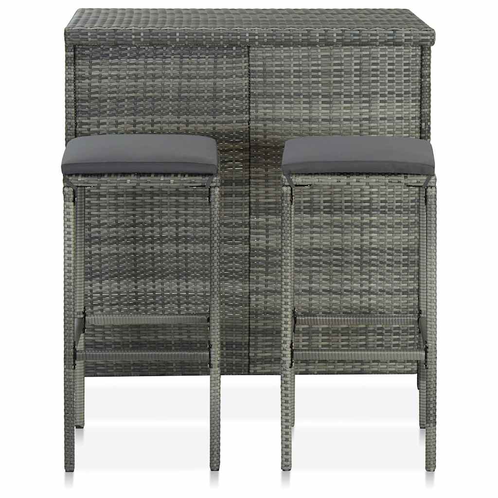 Vidaxl 3-delige barset poly rattan grijs