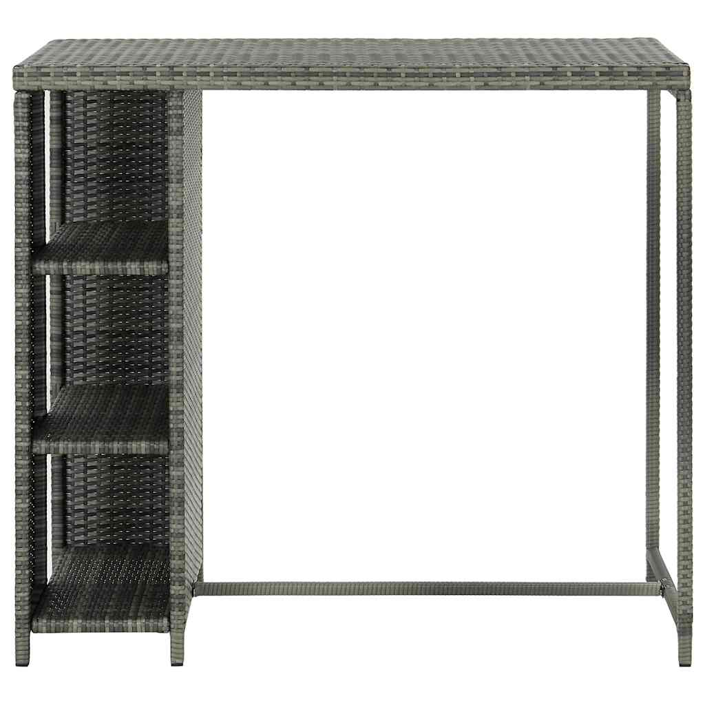 Vidaxl bartafel met opbergrek 120x60x110 cm poly rattan grijs