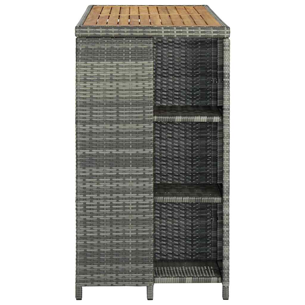 Vidaxl bartafel met opbergrek 120x60x110 cm poly rattan grijs