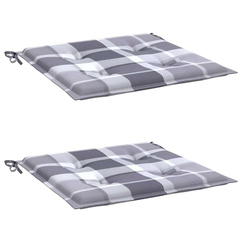 Vidaxl tuinstoelkussens 2 st 40x40x4 cm oxford stof ruitpatroon grijs