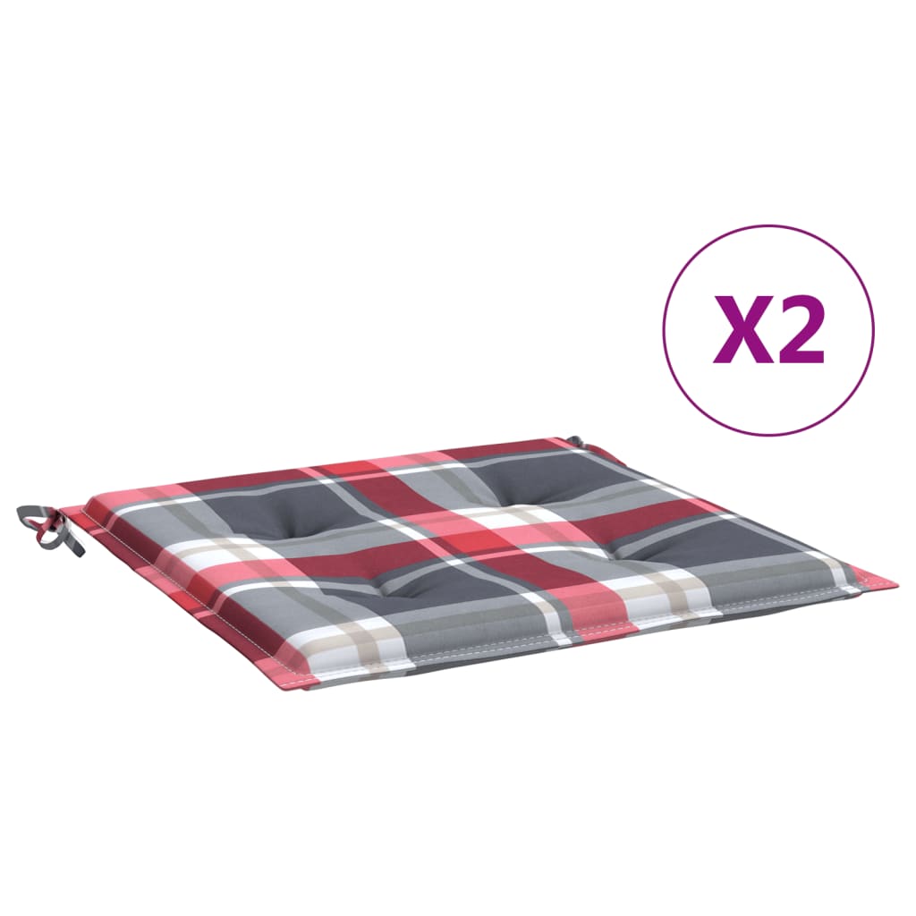Vidaxl tuinstoelkussens 2 st 50x50x4 cm oxford stof ruitpatroon rood