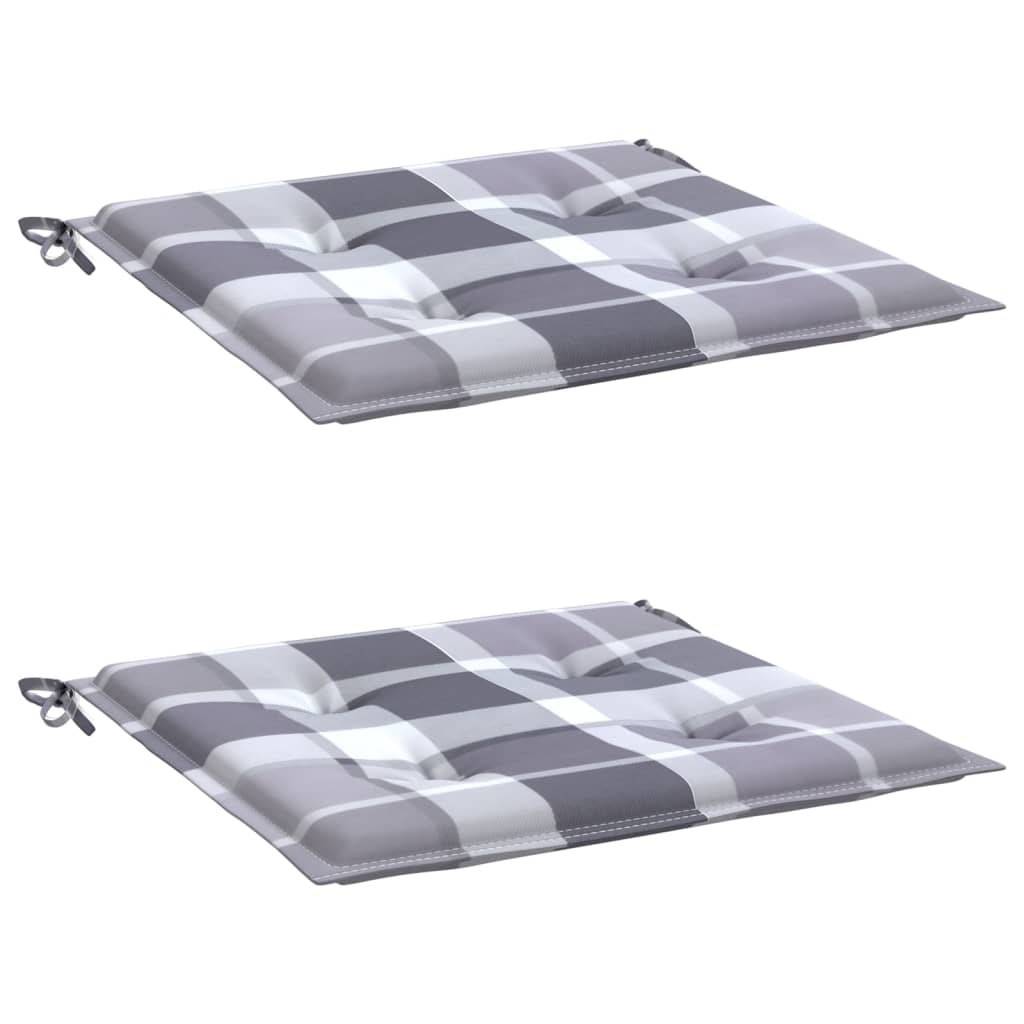 Vidaxl tuinstoelkussens 2 st 50x50x4 cm oxford stof ruitpatroon grijs