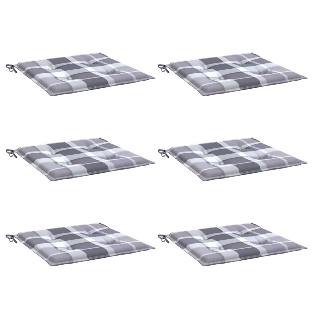 Vidaxl tuinstoelkussens 6 st 50x50x4 cm oxford stof ruitpatroon grijs